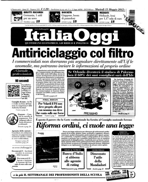 Italia oggi : quotidiano di economia finanza e politica